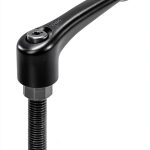 Kipp 06460-3A41X60 Zinc Adjustable Handle with 3/8-16" External Thread, Modern Design Style, Steel Components, Inch, Black Satin Powder-Coated Finish, Size 3, 60 mm Screw Length-0