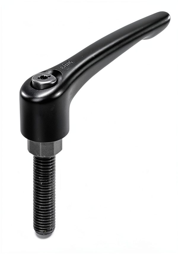 Kipp 06460-3A41X60 Zinc Adjustable Handle with 3/8-16" External Thread, Modern Design Style, Steel Components, Inch, Black Satin Powder-Coated Finish, Size 3, 60 mm Screw Length-0